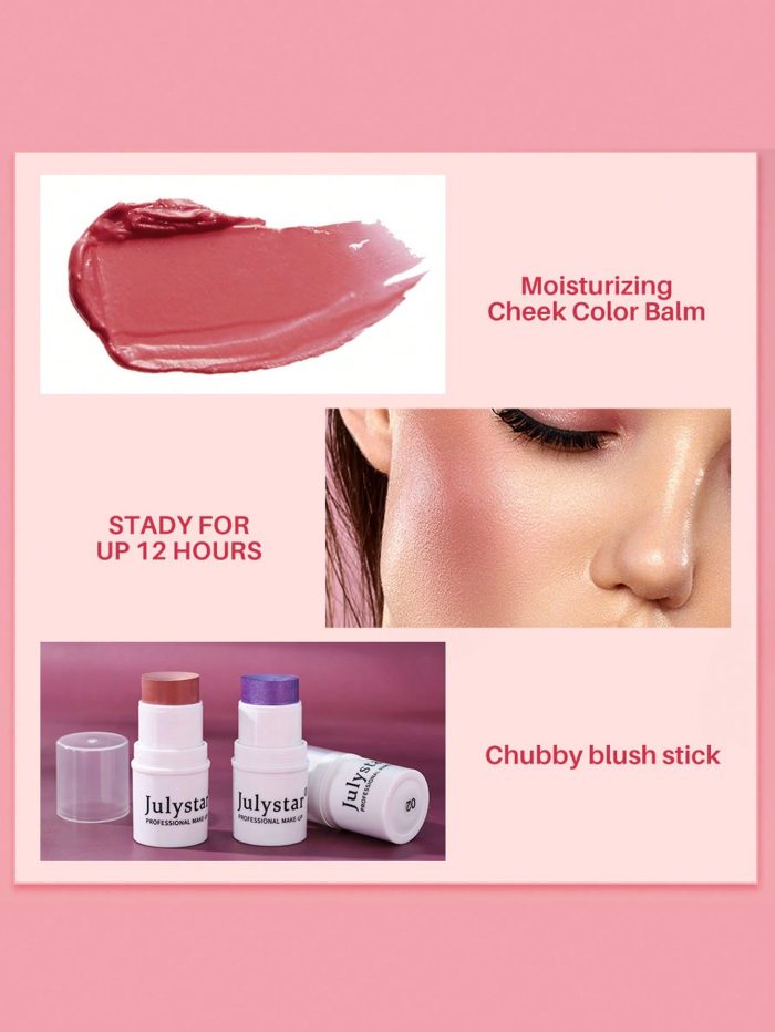 Professional Makeup Blush Stick, Long-wearing Highly Pigmented Cream Blush Coral Pink - Image 3
