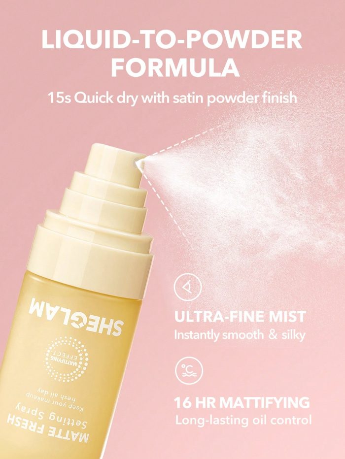 SHEGLAM Matte Fresh Setting Spray Ultra Matte Liquid-To-Powder Long Lasting Makeup Locking Spray Oil-Control - Image 3