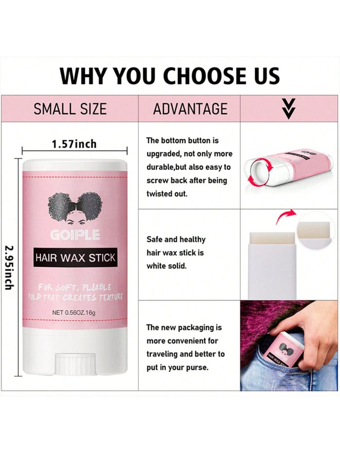 16g Small Size Smooth And Glossy Hair Wax Stick For Stray Hair, Travel, And Styling, Suitable For Women's Hair And Wigs, Floral Scent - Image 3