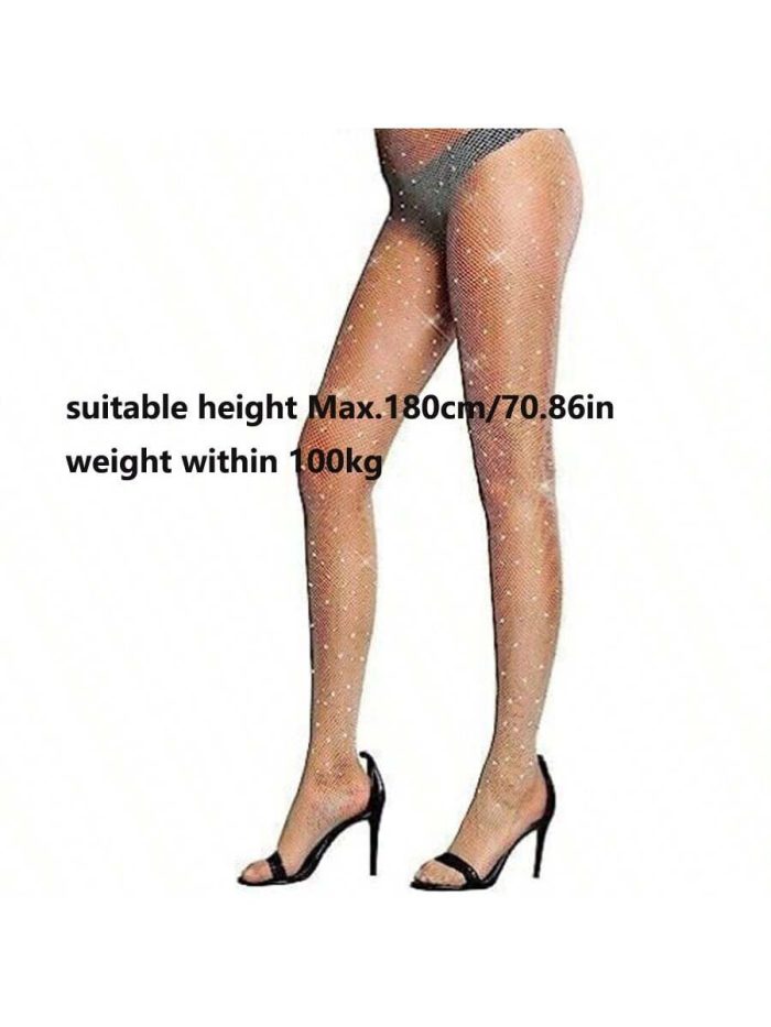 1pair Rhinestone Nude Fishnet Elastic Stockings Tights Pantyhose - Image 6