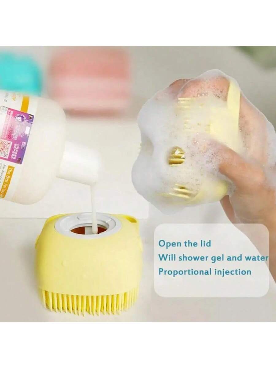 1pc Silicone Body Shower Wash Massage Brush With Shampoo Soap Gel Dispenser - Image 2