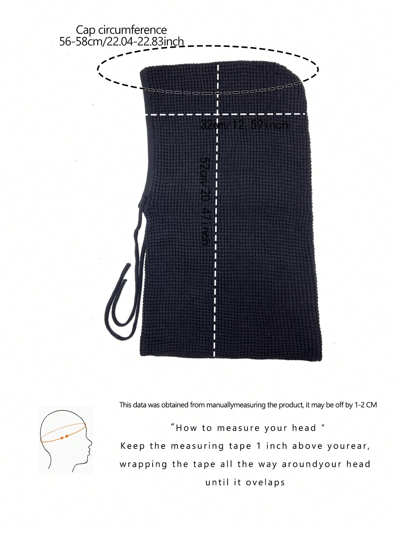 1pc Women's Knitted Hat Scarf Set Winter Warmth Ear Protection Beanie Cap Black - Image 7