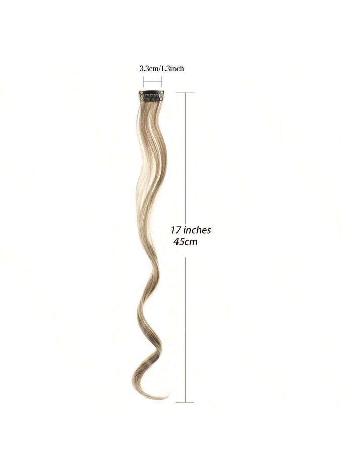 5 Pcs Colored Hair Extensions Party Highlights, Curly Wavy Hairpiece Clip in Synthetic Streak for Kids Girls Women 17 inch - Image 3