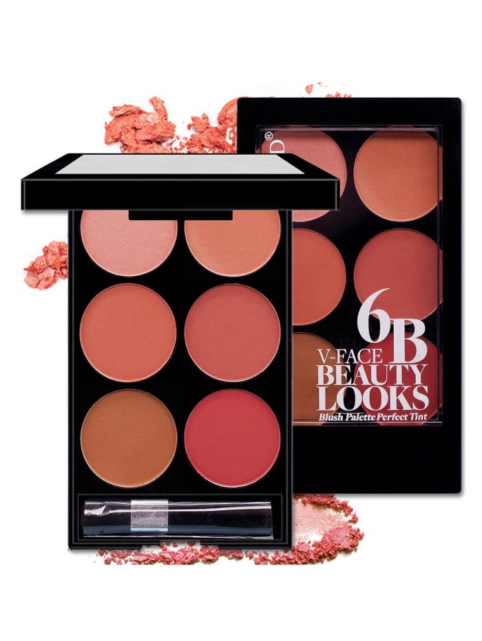 6-color Matte Blush Palette With Brush