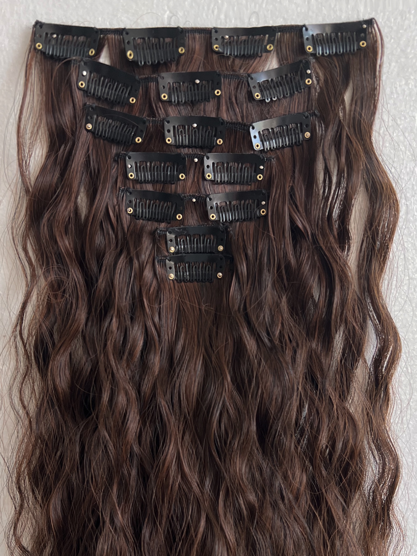 Clip In Hair Extensions Light Brown 16 CLips 22 Inch Long Curly Hair Extension For Women Full Head Synthetic - Image 3