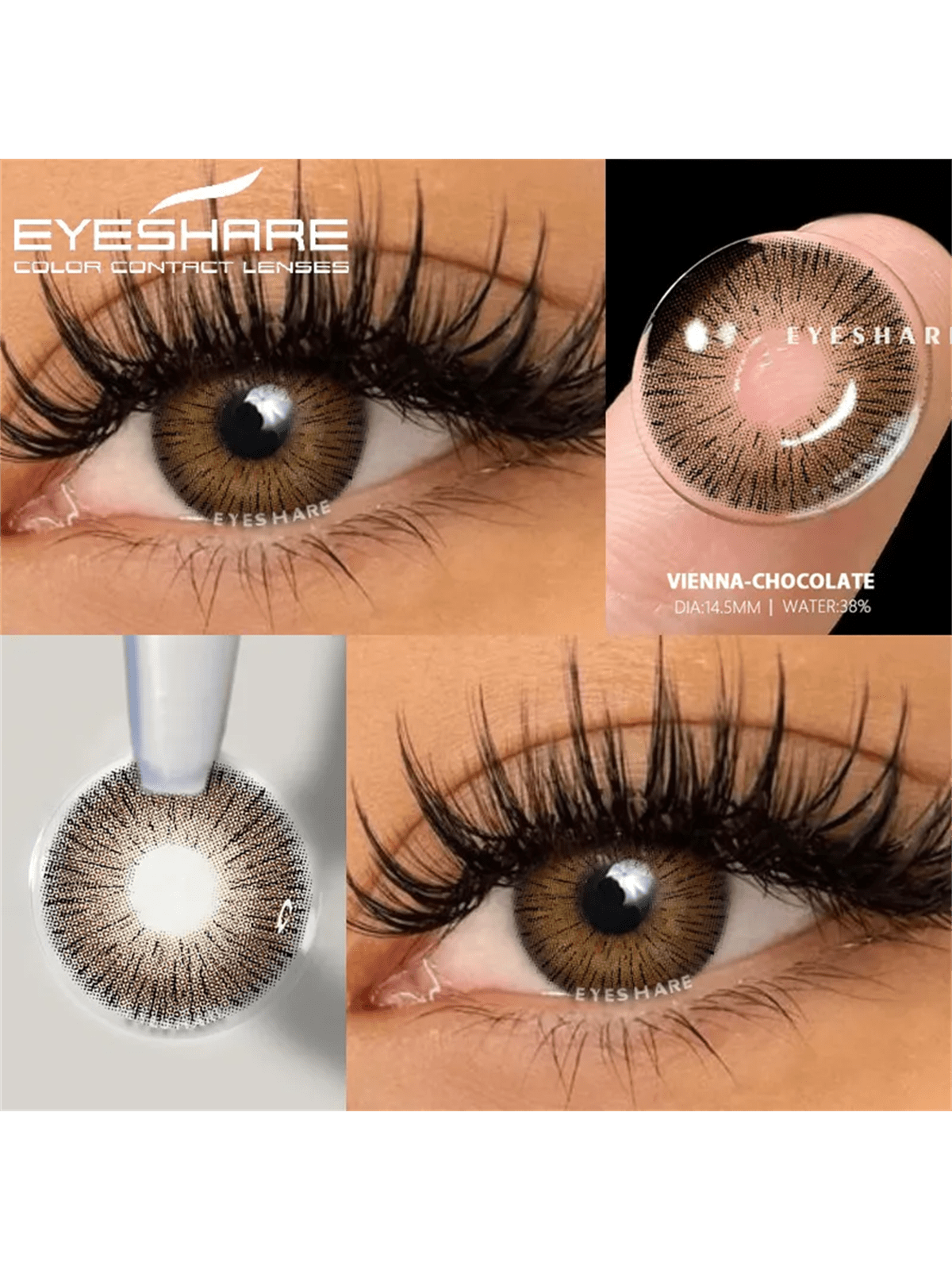 EYESHARE 2pcs chocolate Color Contact Lenses Eye Makeup Soft Annual Glasses Cosmetic