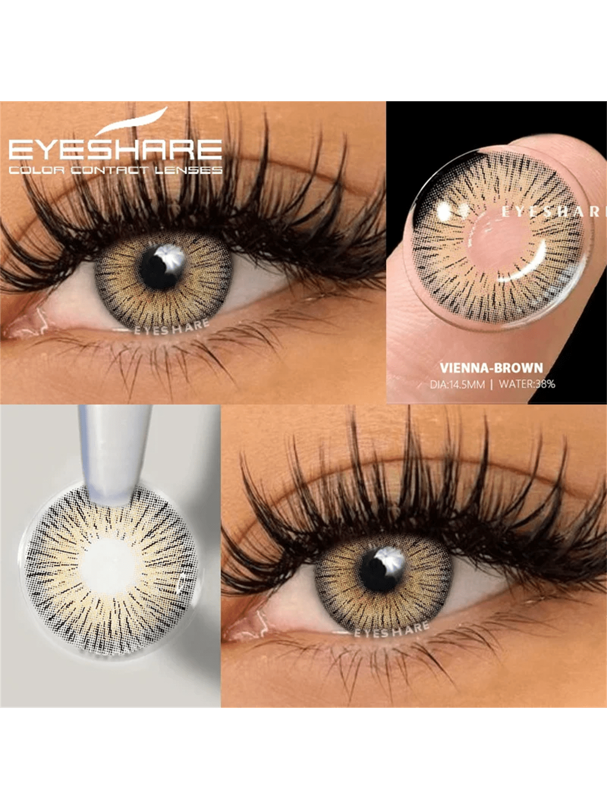EYESHARE 2pcs Brown Color Contact Lenses Eye Makeup Soft Contact Lenses Annual Glasses Cosmetic