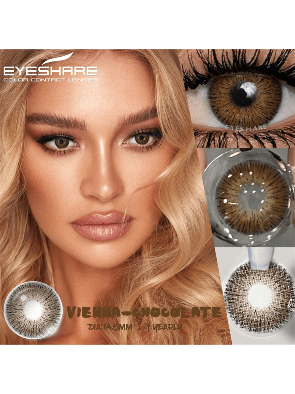 EYESHARE 2pcs chocolate Color Contact Lenses Eye Makeup Soft Annual Glasses Cosmetic - Image 2