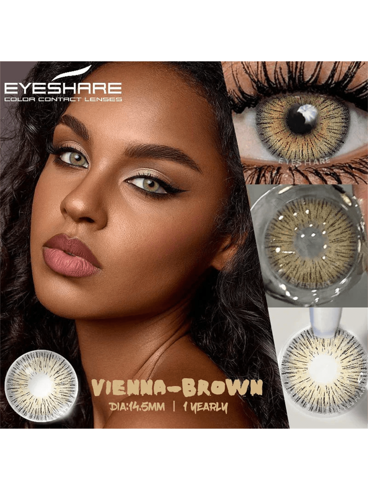 EYESHARE 2pcs Brown Color Contact Lenses Eye Makeup Soft Contact Lenses Annual Glasses Cosmetic - Image 2