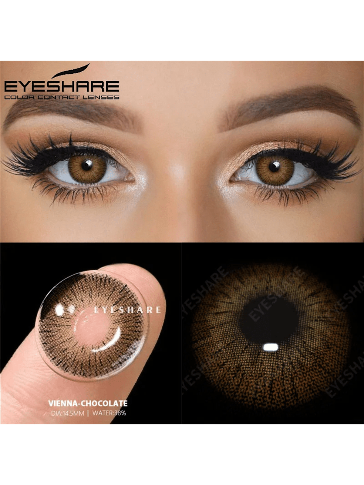 EYESHARE 2pcs chocolate Color Contact Lenses Eye Makeup Soft Annual Glasses Cosmetic - Image 3