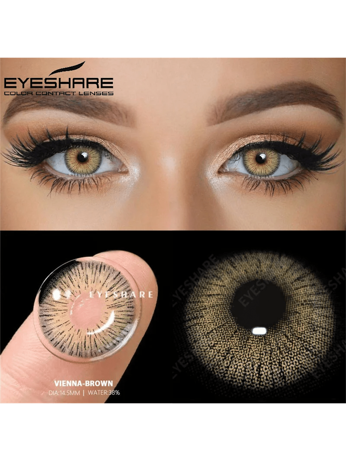 EYESHARE 2pcs Brown Color Contact Lenses Eye Makeup Soft Contact Lenses Annual Glasses Cosmetic - Image 3