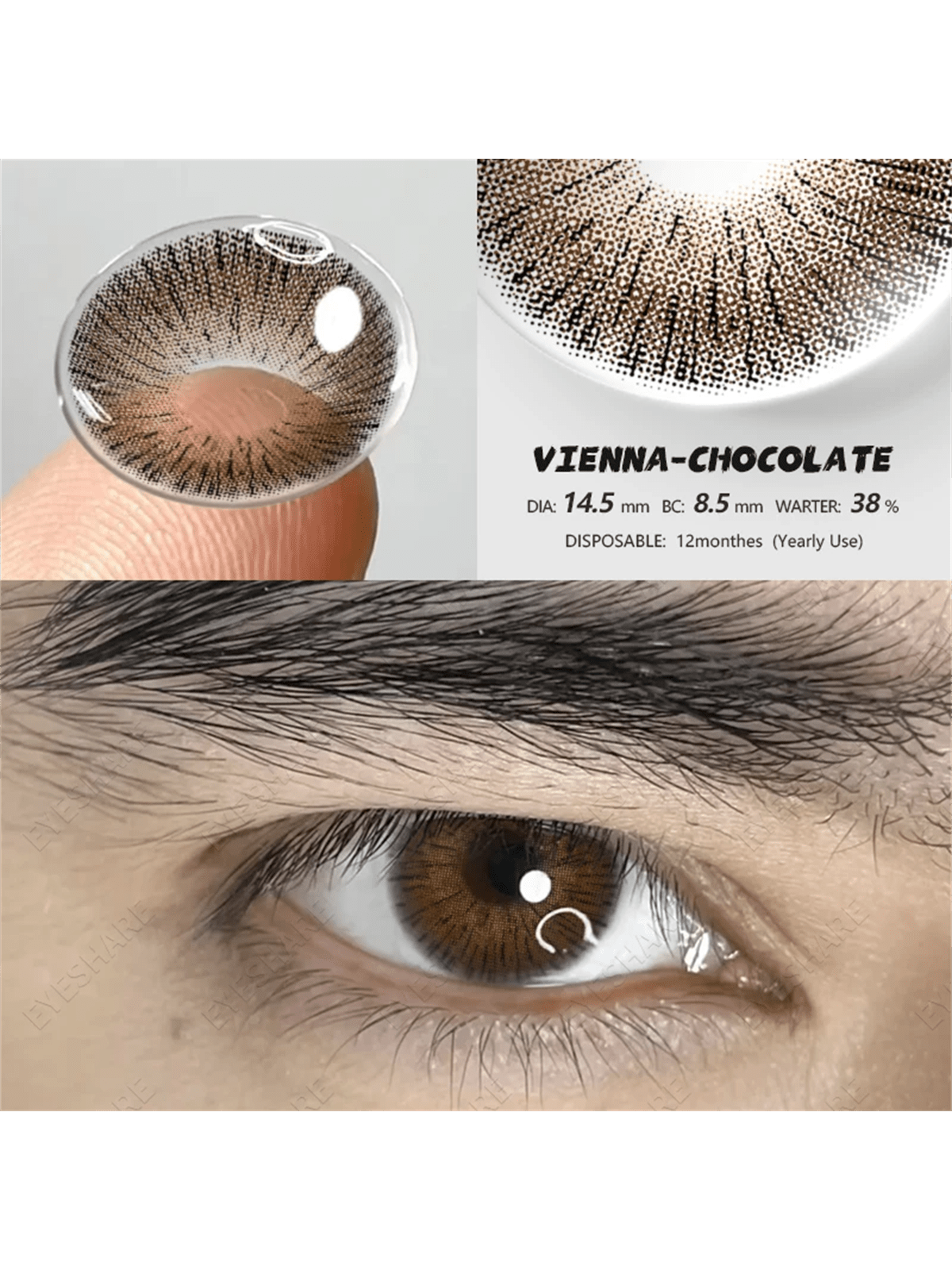 EYESHARE 2pcs chocolate Color Contact Lenses Eye Makeup Soft Annual Glasses Cosmetic - Image 4