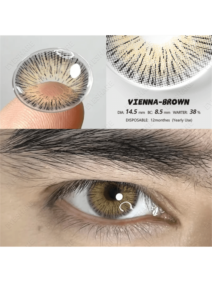 EYESHARE 2pcs Brown Color Contact Lenses Eye Makeup Soft Contact Lenses Annual Glasses Cosmetic - Image 5