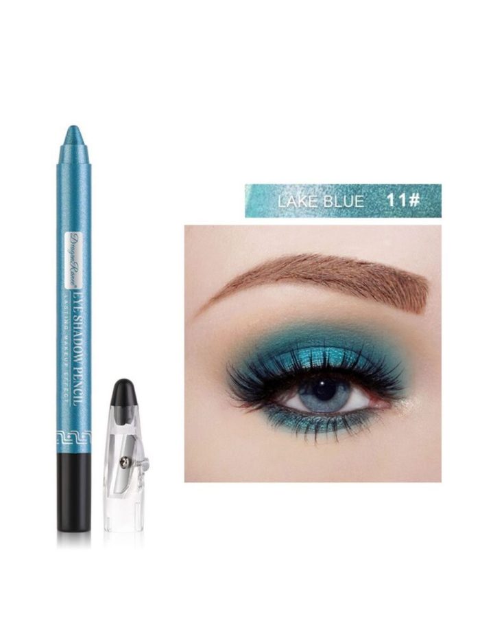 Highly Pigmented Eyeshadow Stick, 1Pc Long-Wearing Shimmer Eye Shadow Pen Pearl Lying Silkworm Pen Eye Makeup Turquoise