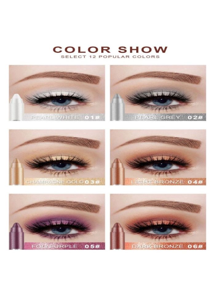 Highly Pigmented Eyeshadow Stick, 1Pc Long-Wearing Shimmer Eye Shadow Pen Pearl Lying Silkworm Pen Eye Makeup Turquoise - Image 3