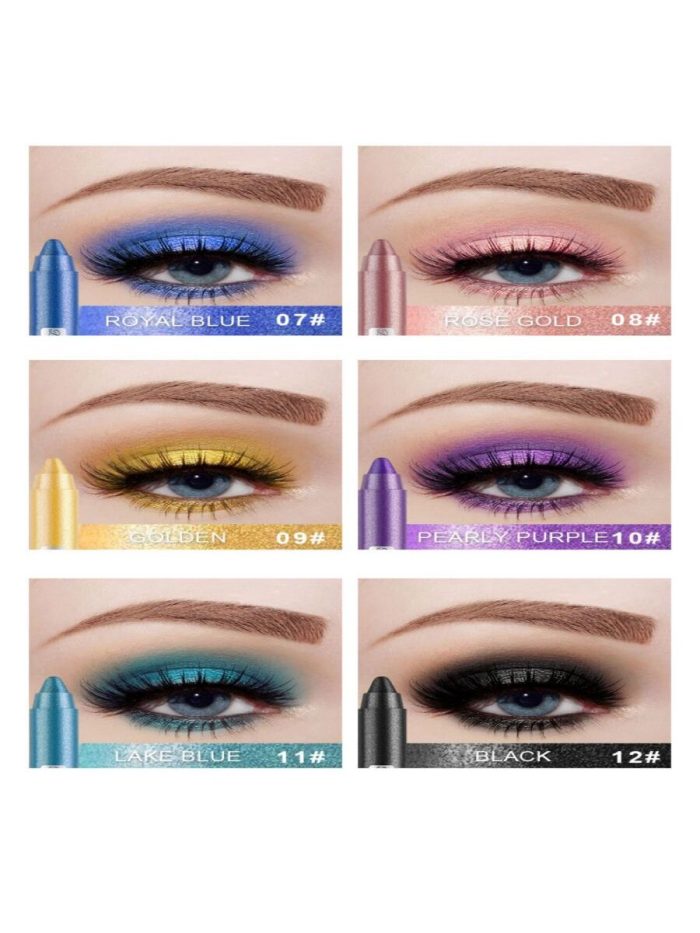 Highly Pigmented Eyeshadow Stick, 1Pc Long-Wearing Shimmer Eye Shadow Pen Pearl Lying Silkworm Pen Eye Makeup Blue - Image 3
