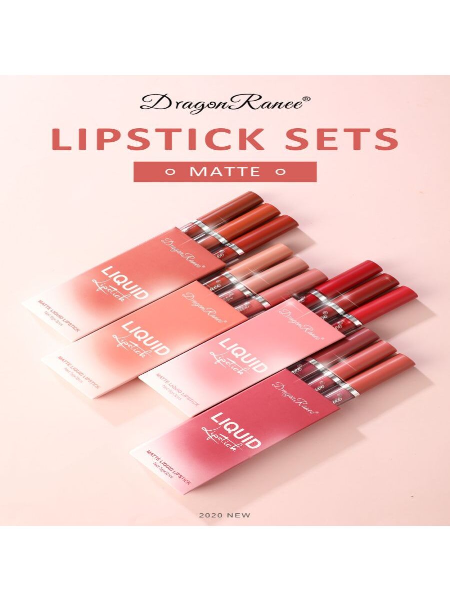 Matte Velvet Lip Gloss Set,3Pcs Mist Long-Lasting Wear Not Fade Waterproof Liquid Lipstick Pink - Image 6