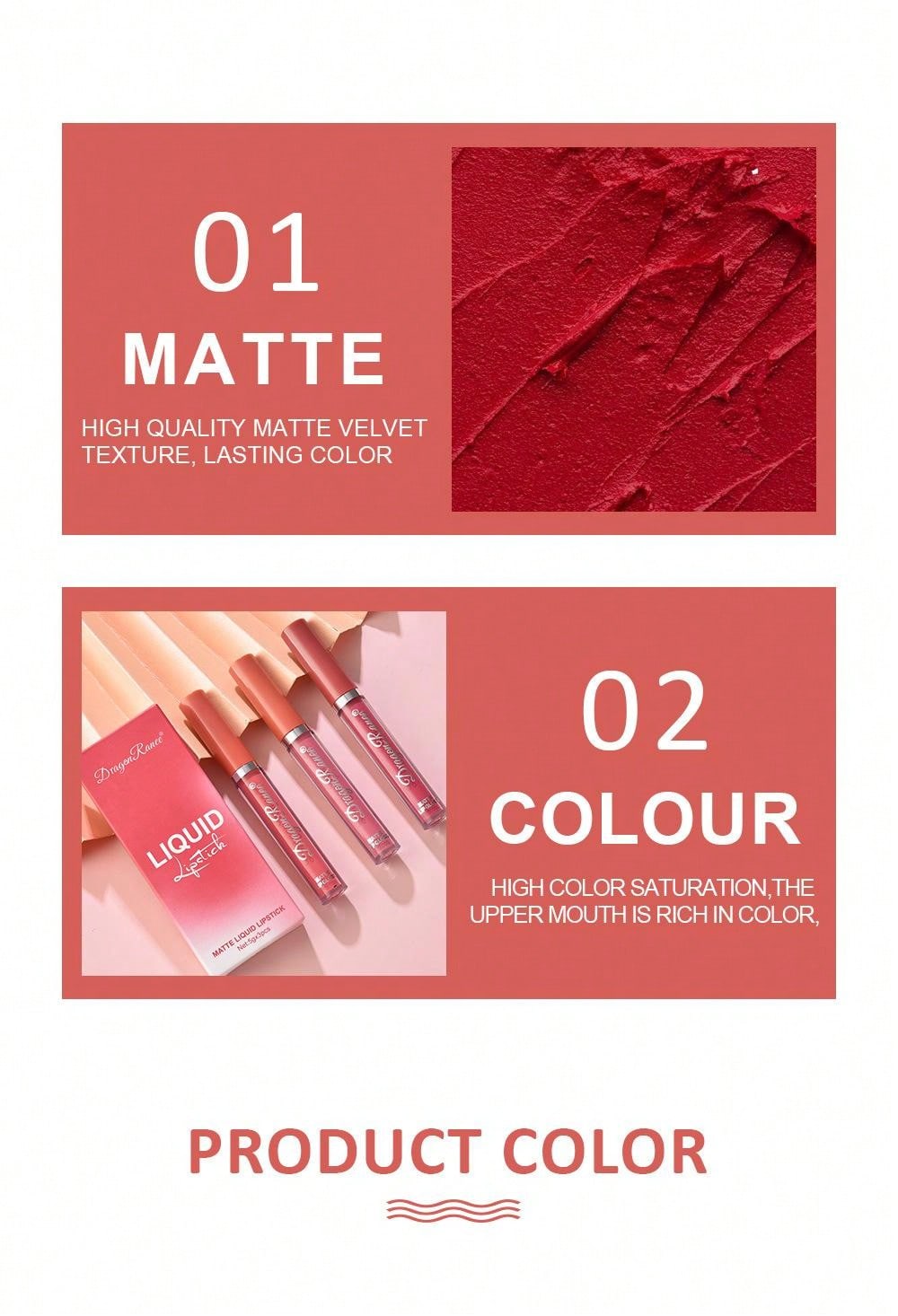 Matte Velvet Lip Gloss Set,3Pcs Mist Long-Lasting Wear Not Fade Waterproof Liquid Lipstick Pink - Image 2