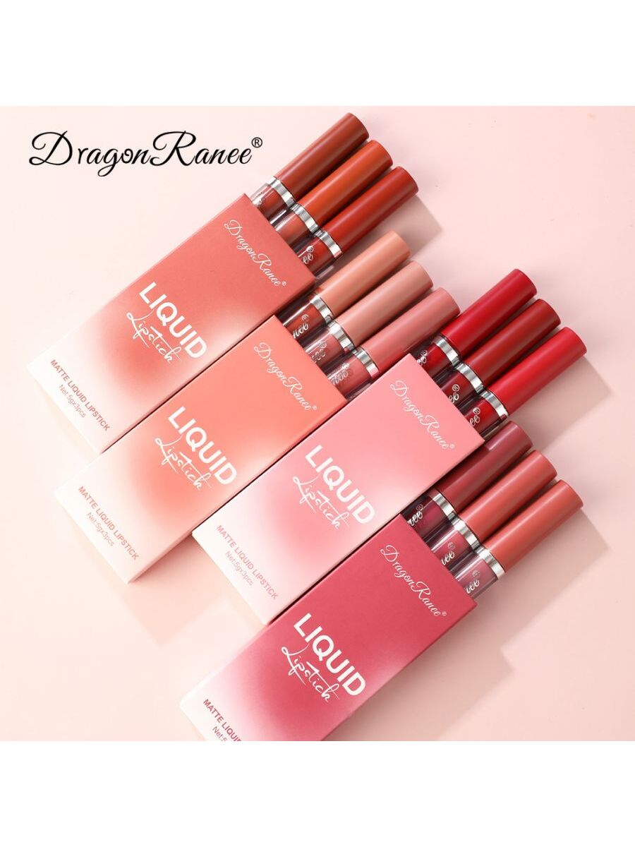 Matte Velvet Lip Gloss Set,3Pcs Mist Long-Lasting Wear Not Fade Waterproof Liquid Lipstick Pink - Image 4