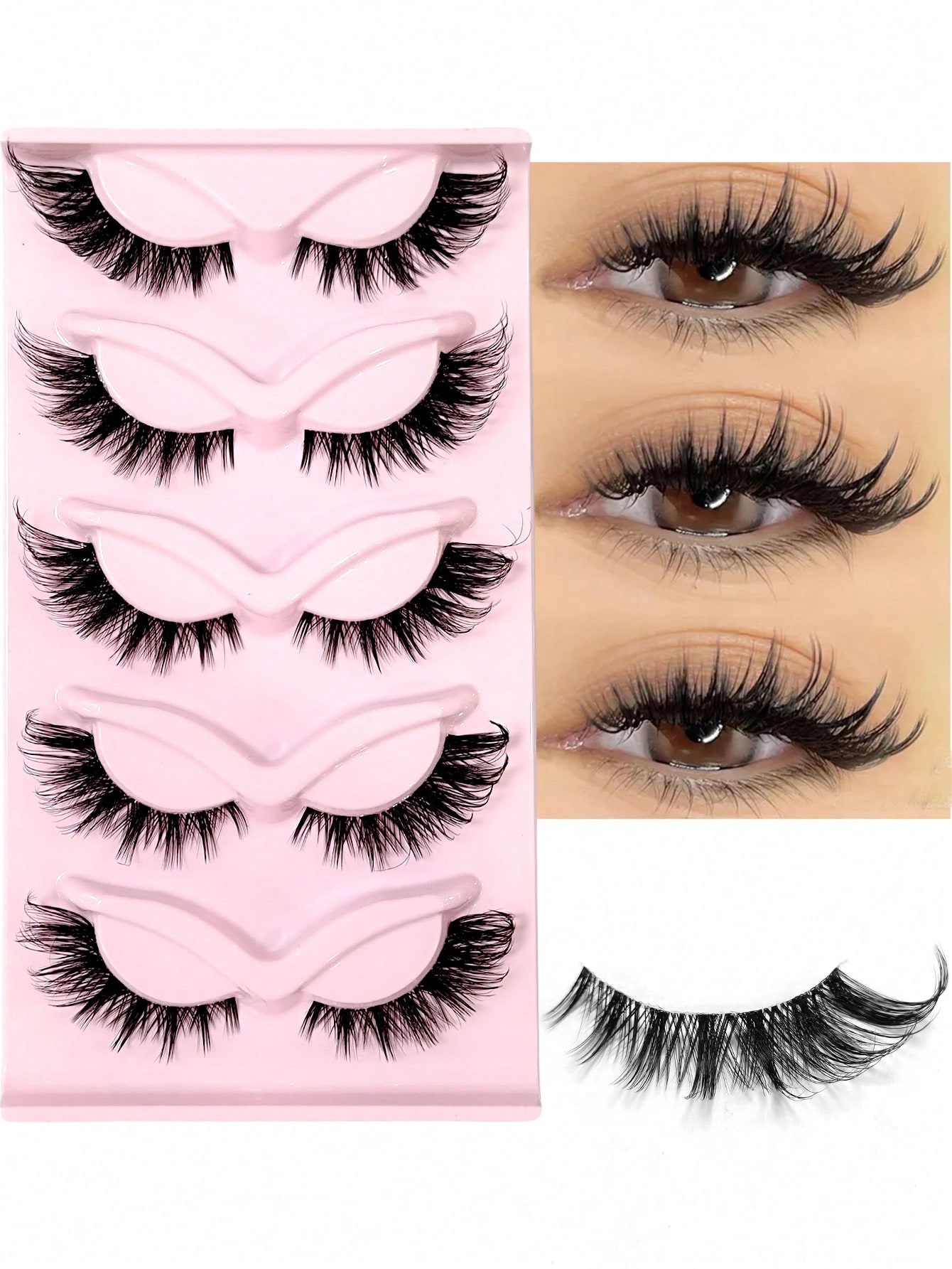 New Cat Eye Eyelashes 5 Pairs Manga Lashes Wispy Natural Eyelash Extension Makeup
