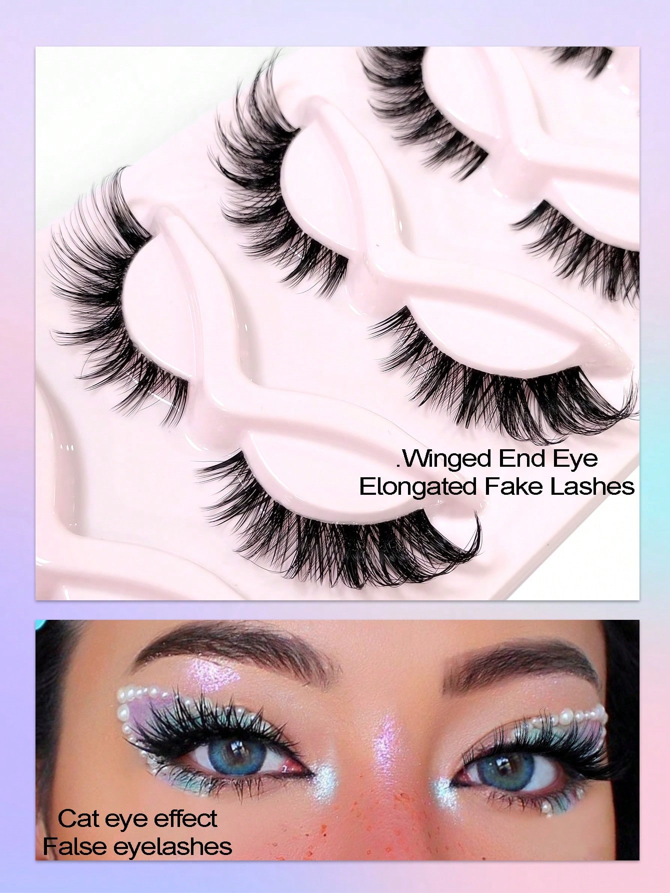 New Cat Eye Eyelashes 5 Pairs Manga Lashes Wispy Natural Eyelash Extension Makeup - Image 2