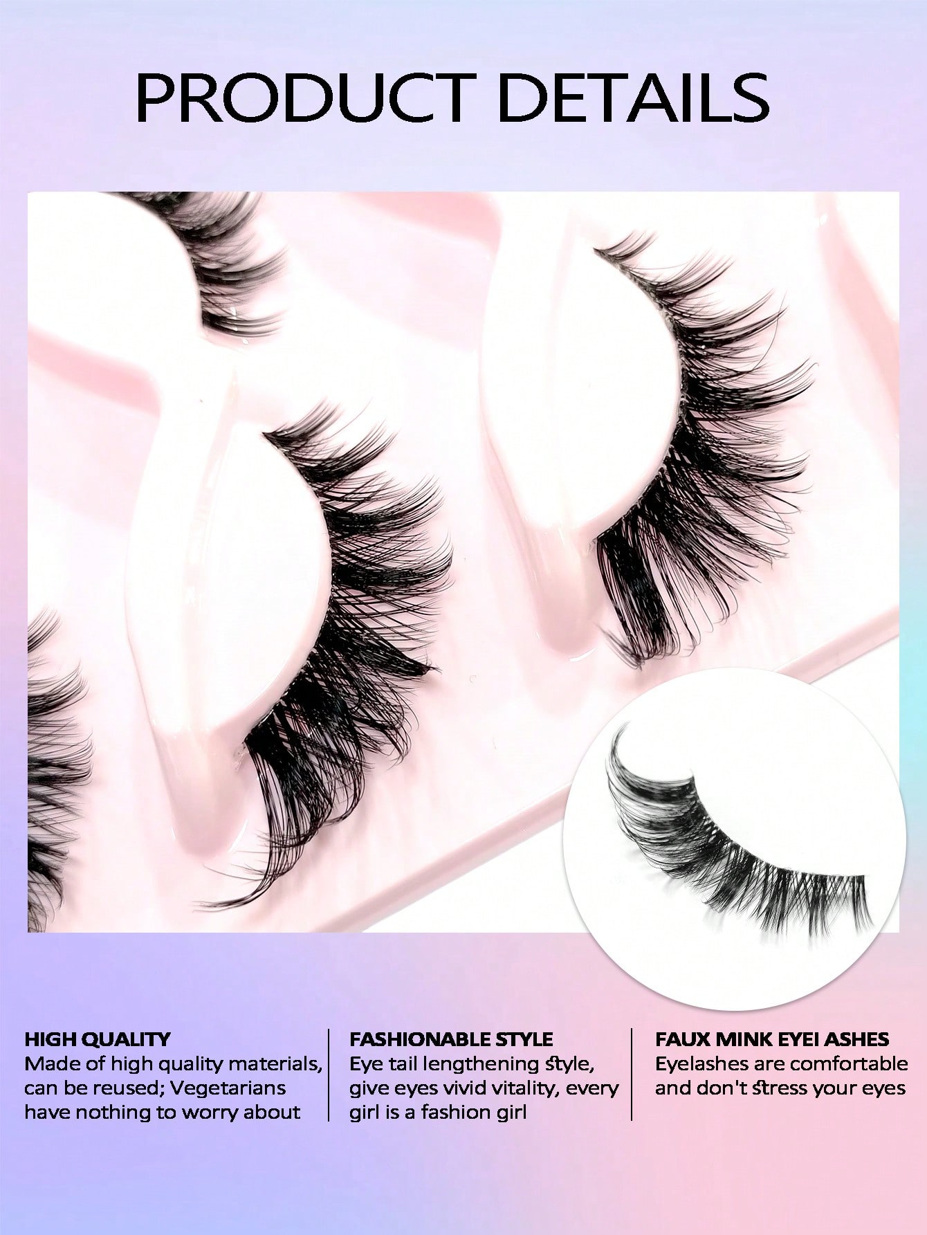 New Cat Eye Eyelashes 5 Pairs Manga Lashes Wispy Natural Eyelash Extension Makeup - Image 3