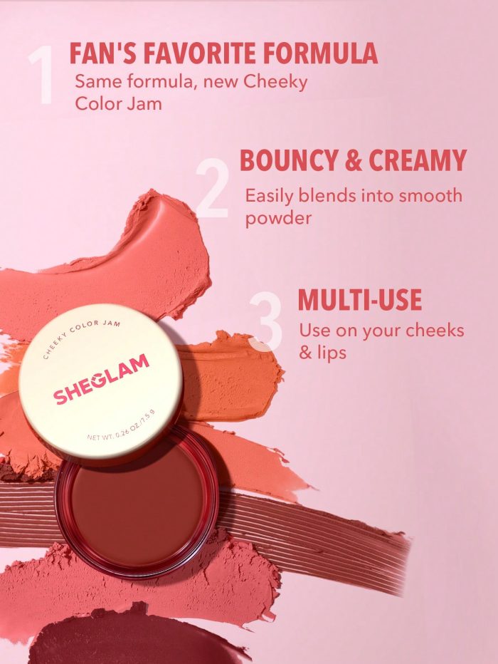 SHEGLAM Cheeky Color Jam-Watermelon Candy Blush Lip Cream Matte Highly Pigmented Natural Blush Powder Face Makeup - Image 3