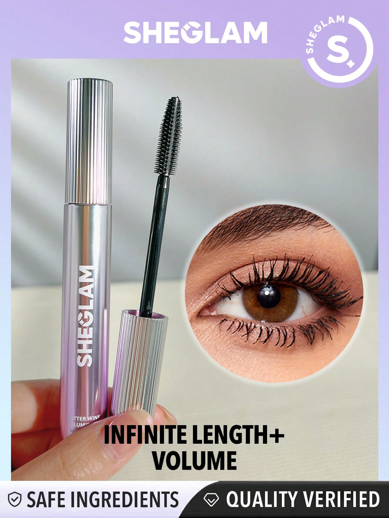 SHEGLAM Flutter Wink Volumizing Mascara Volumizing Lengthening Long-Lasting No Smudge Thick Lengthening Volume Big Eyes Mascara