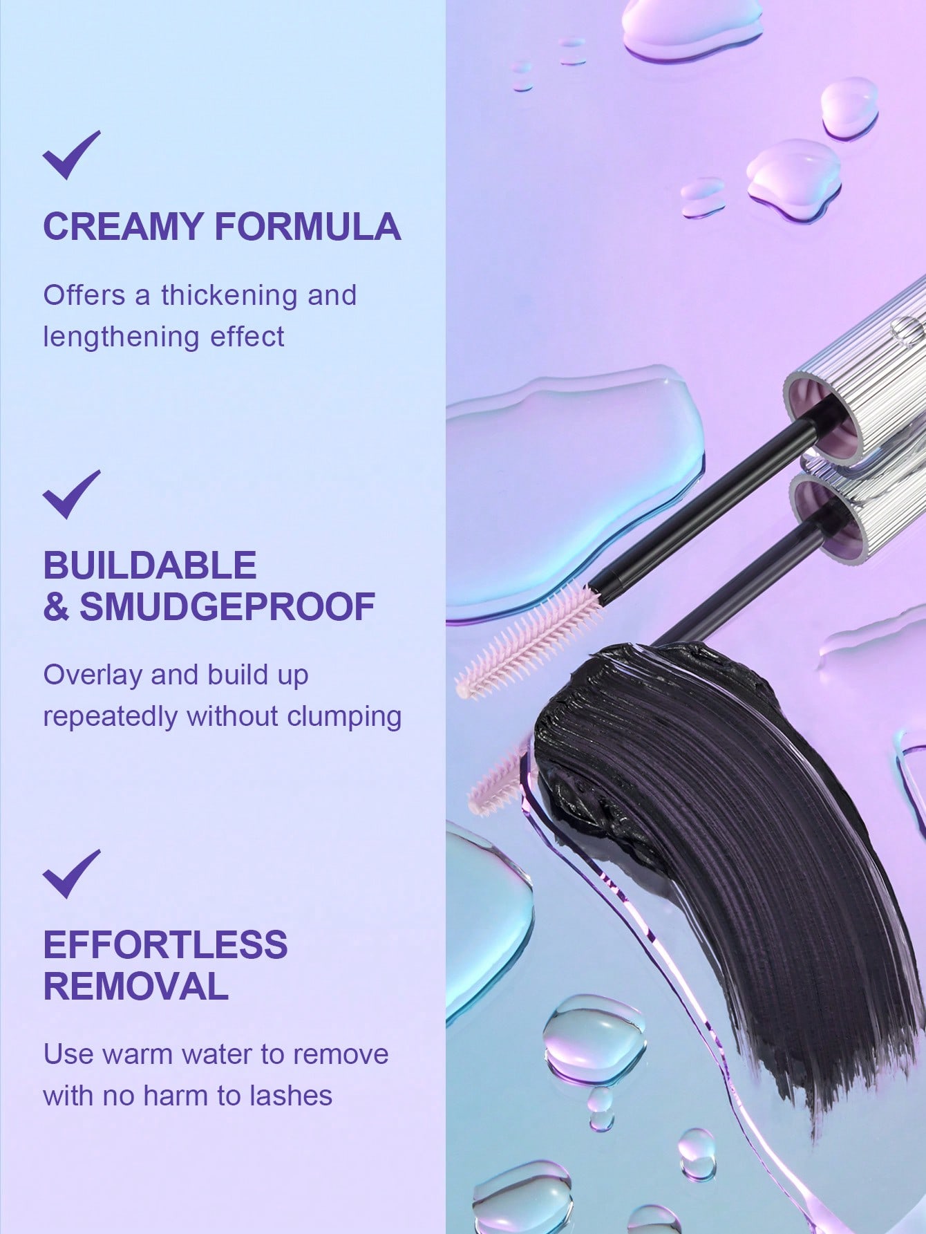 SHEGLAM Flutter Wink Volumizing Mascara Volumizing Lengthening Long-Lasting No Smudge Thick Lengthening Volume Big Eyes Mascara - Image 4