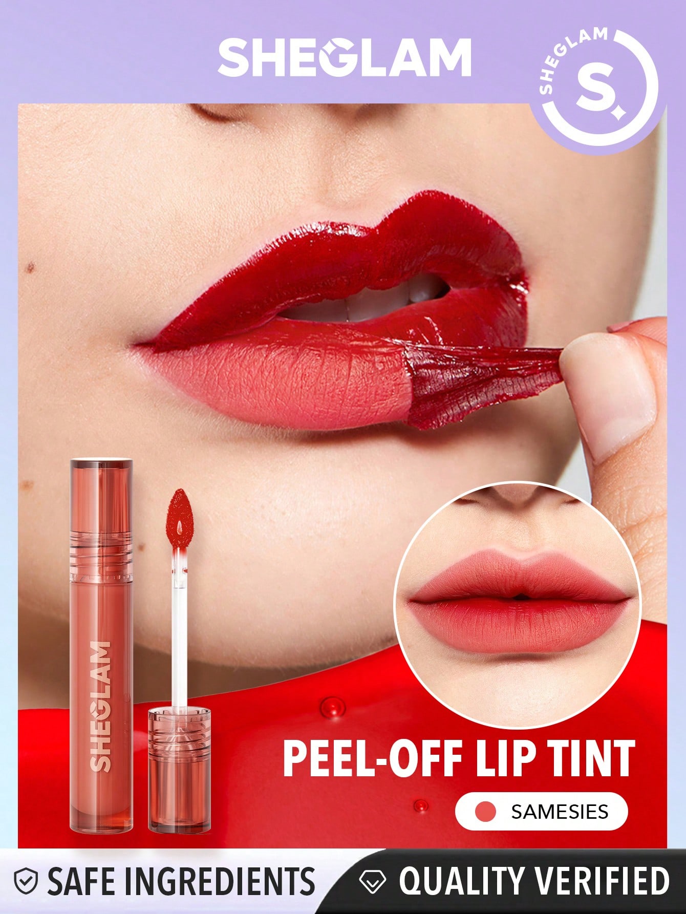 SHEGLAM Peel Talk Lip Tint-Samesies Long-Lasting Waterproof Liquid Lipstick Peel Off Lip Stain High Pigment Tattoo Tint
