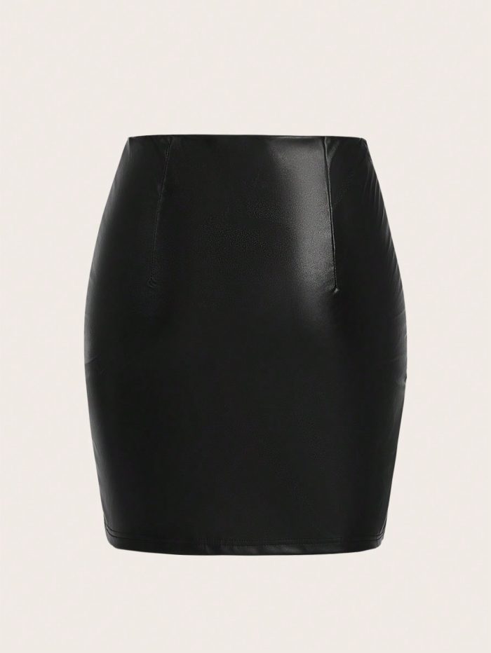 SHEIN Coolane Women's Star Pattern Pu Leather Skirt - Image 2