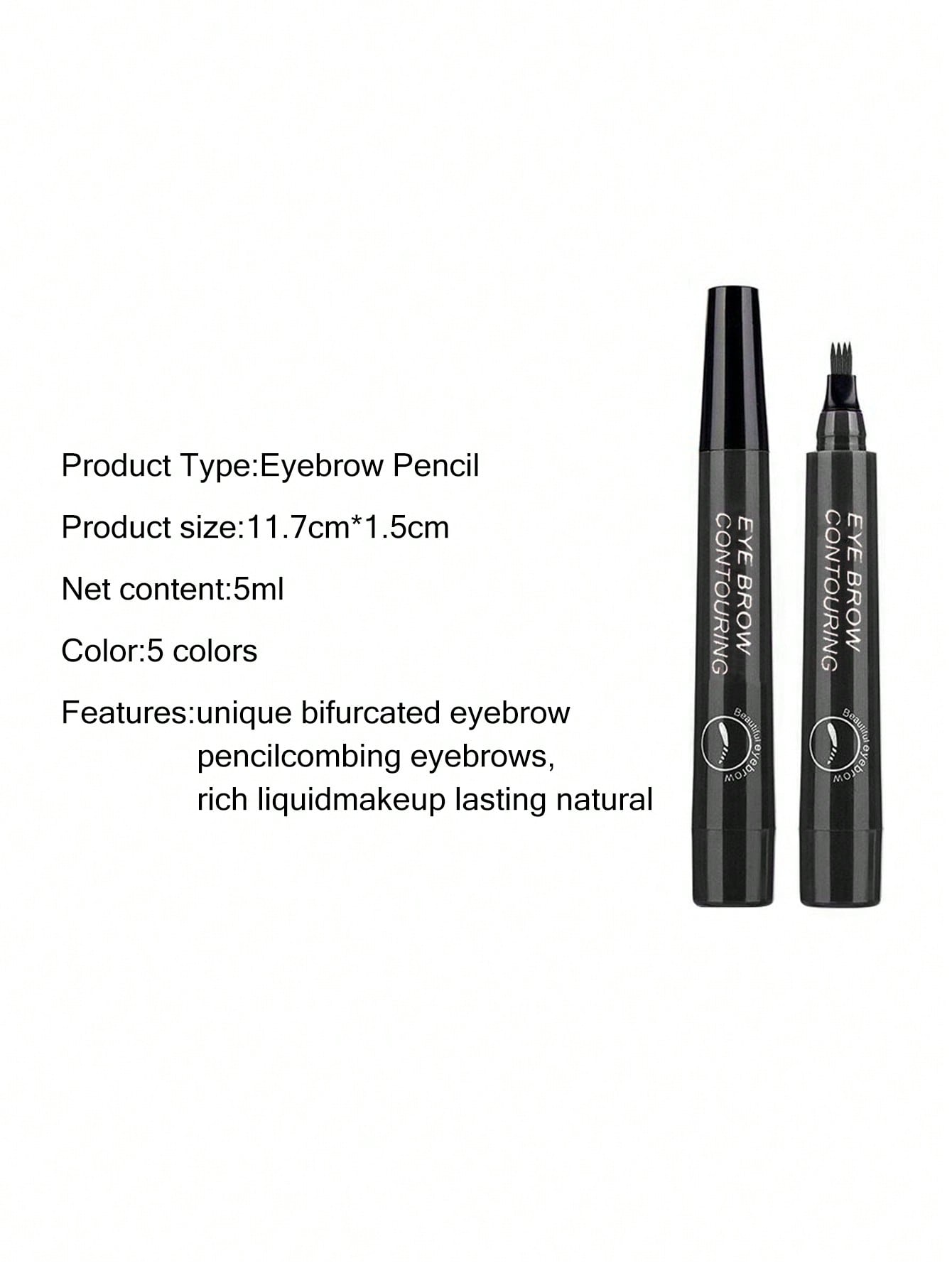 Waterproof Liquid Eyebrow Pen, Long-lasting Smudge Proof Eye Brow Black - Image 2