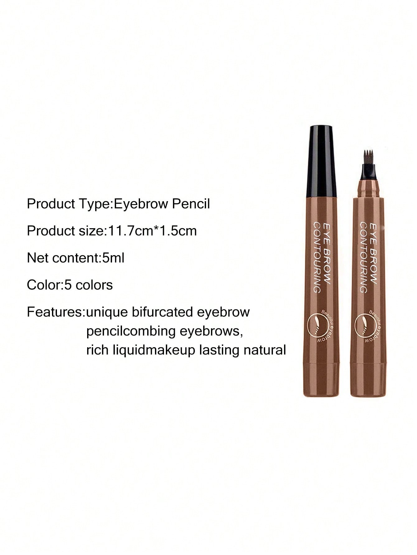 Waterproof Liquid Eyebrow Pen, Long-lasting Smudge Proof Eye Brow Dark Brown - Image 2