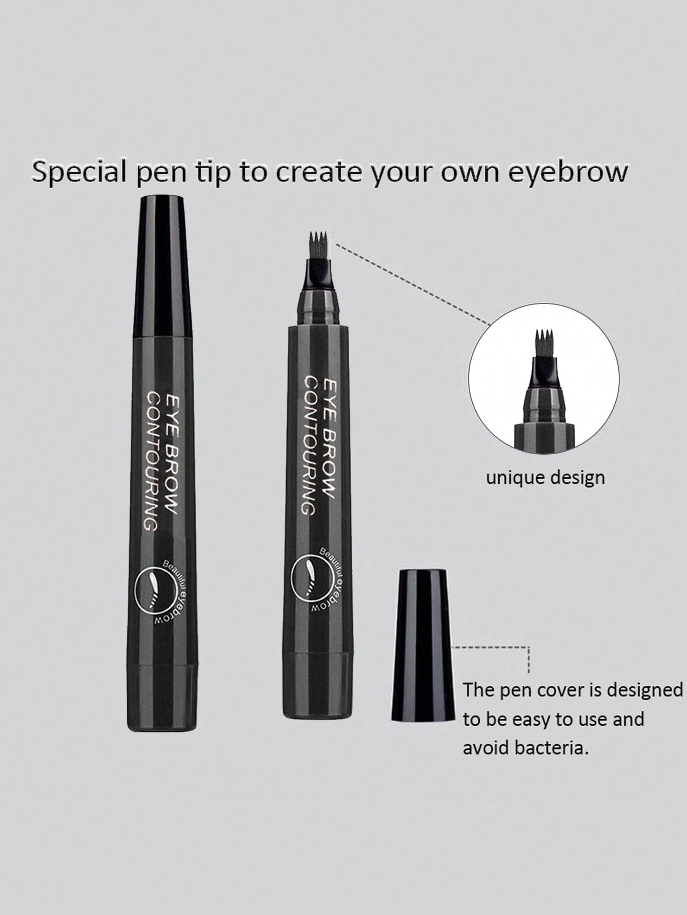 Waterproof Liquid Eyebrow Pen, Long-lasting Smudge Proof Eye Brow Black - Image 3