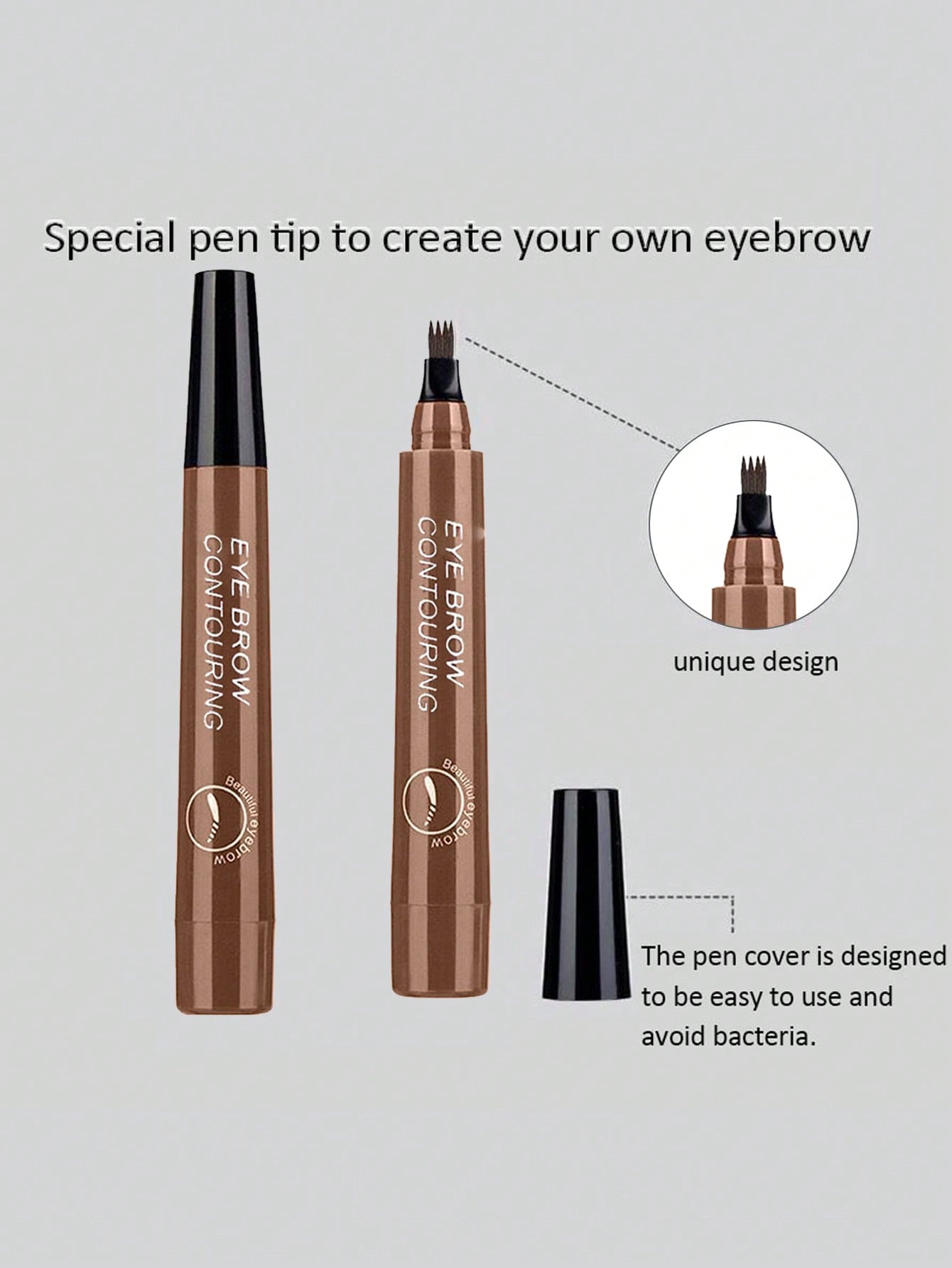 Waterproof Liquid Eyebrow Pen, Long-lasting Smudge Proof Eye Brow Dark Brown - Image 3