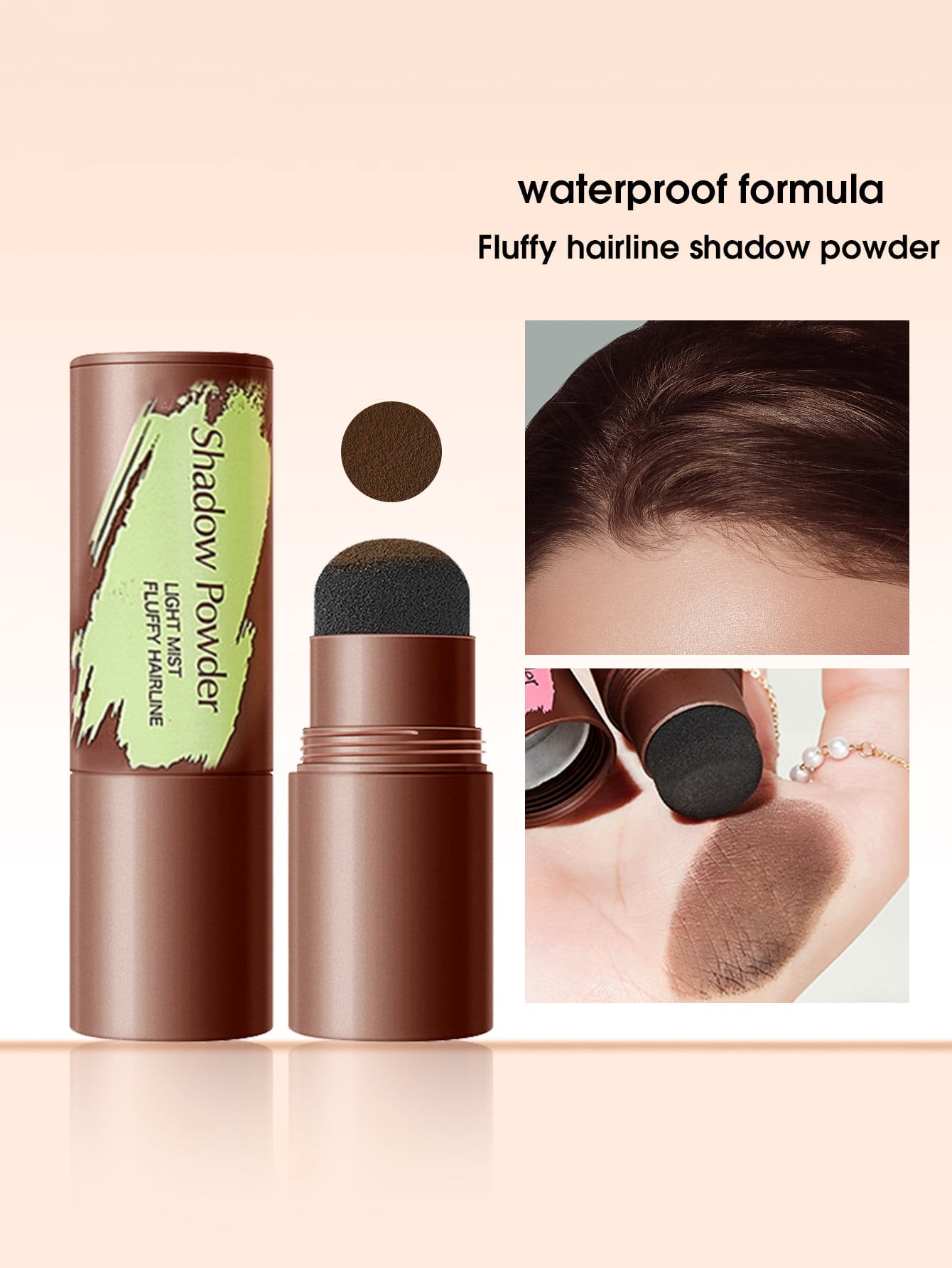 1Pc Thin Natural-looking Hair Shadow Powder-Mocha Brown Waterproof Sweat Proof Hairline Powder For Concealing, Filling And Shaping Hairline