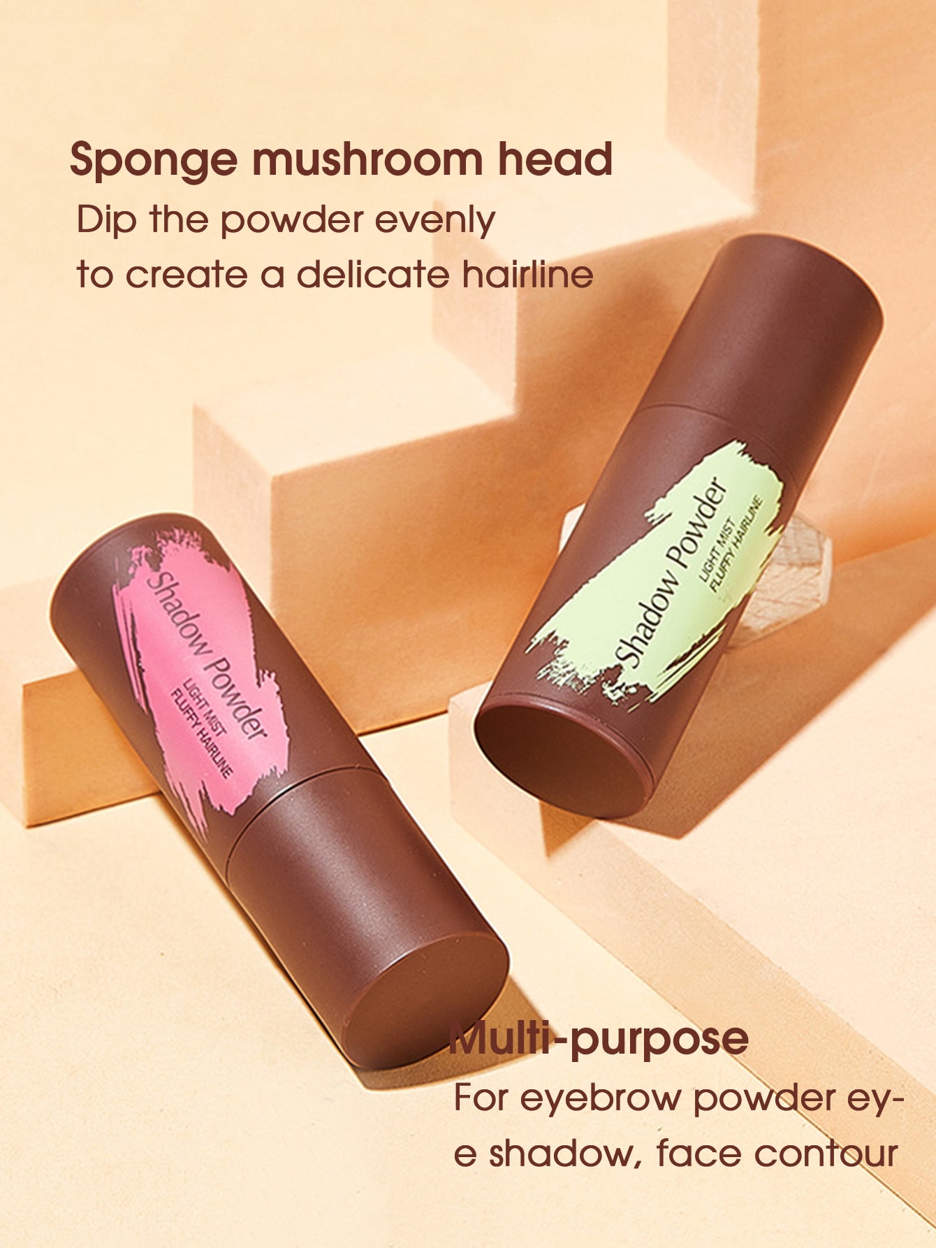 1Pc Thin Natural-looking Hair Shadow Powder-Mocha Brown Waterproof Sweat Proof Hairline Powder For Concealing, Filling And Shaping Hairline - Image 3