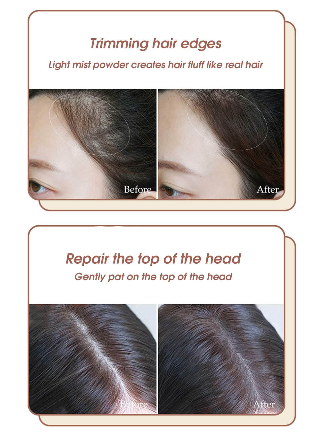 1Pc Thin Natural-looking Hair Shadow Powder-Mocha Brown Waterproof Sweat Proof Hairline Powder For Concealing, Filling And Shaping Hairline - Image 4