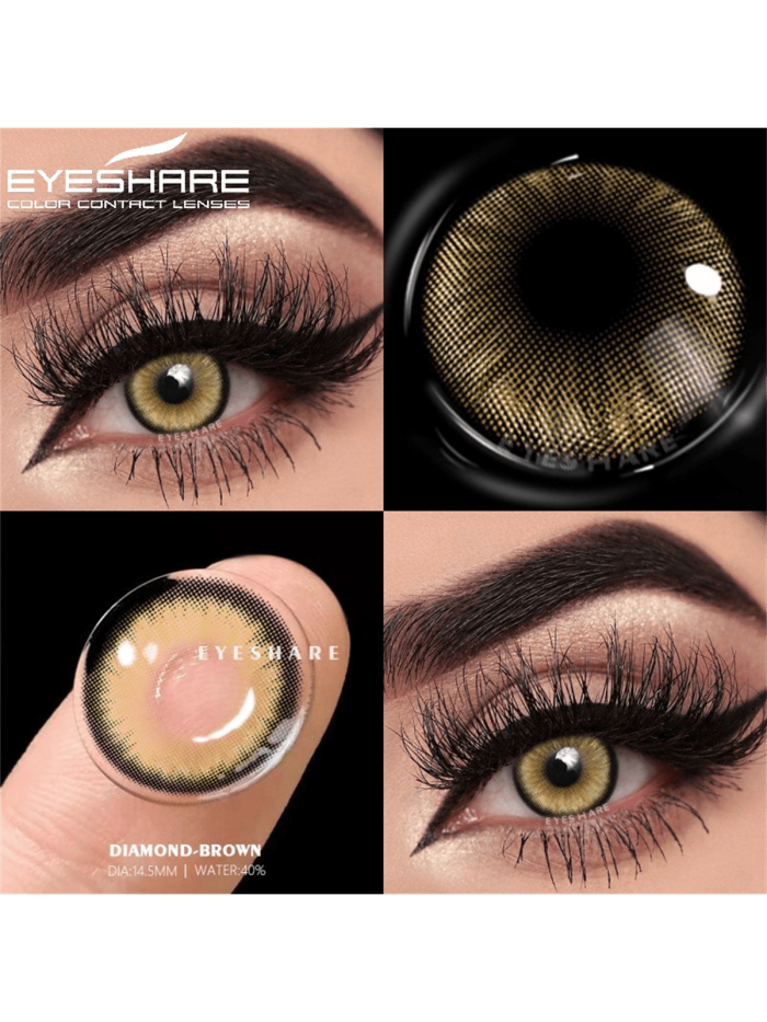 1 Pair Brown Colored Contact Lenses With Hema Material And Enlarged Diameter For Daily Or Dating