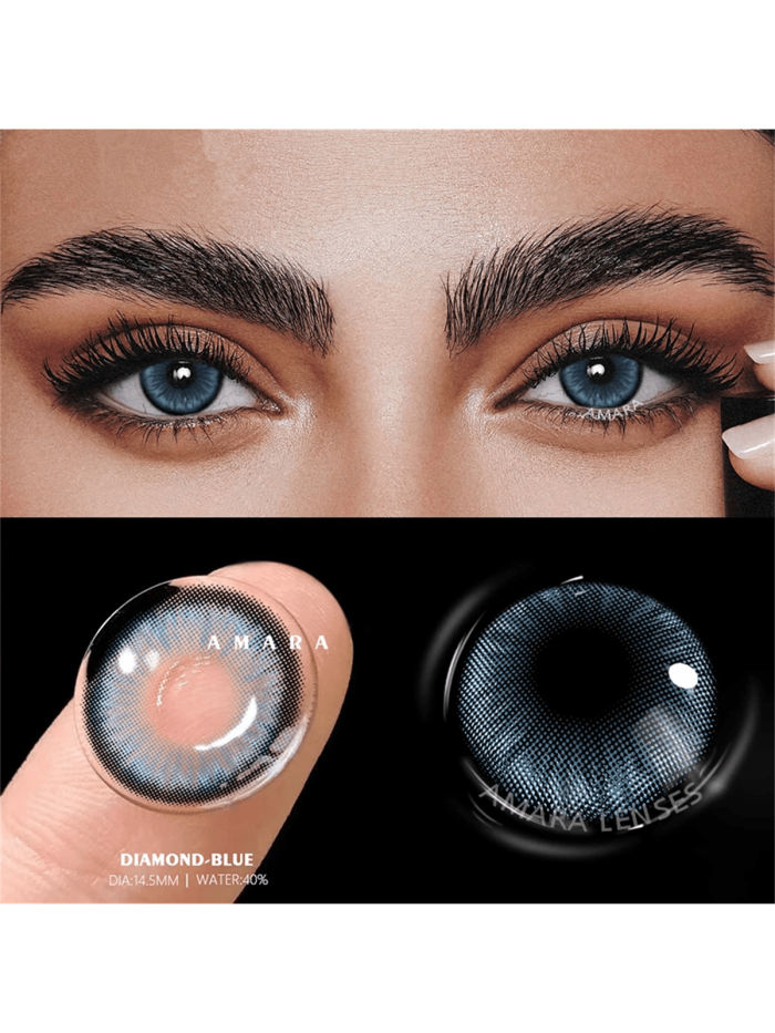 1 Pair Of Blue Enlarging Contact Lenses With Large Diameter, Hema Material, Suitable For Dates Or Daily Wear, Blue Color - Image 3