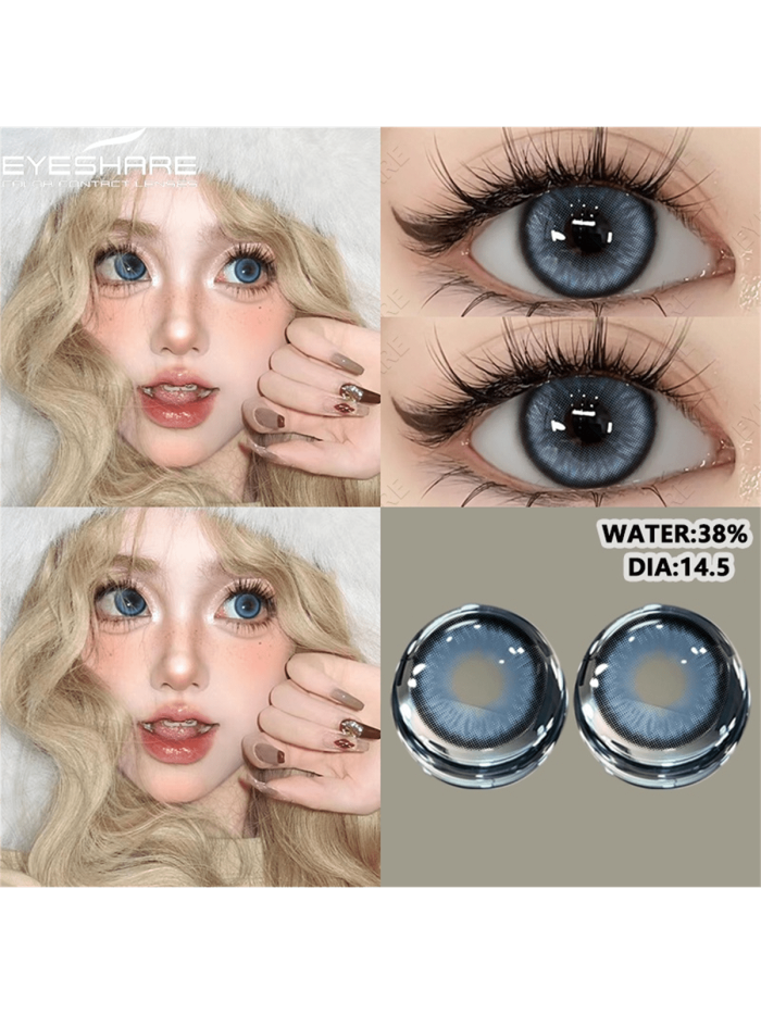1 Pair Of Blue Enlarging Contact Lenses With Large Diameter, Hema Material, Suitable For Dates Or Daily Wear, Blue Color - Image 5