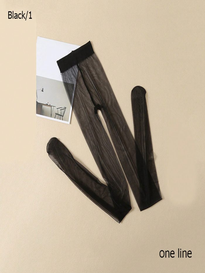 1pc Women'S Sexy Ultra-Thin T Crotch Toe Transparent Stockings, Anti-Hook Silk Black Pantyhose For Daily Wear - Image 2