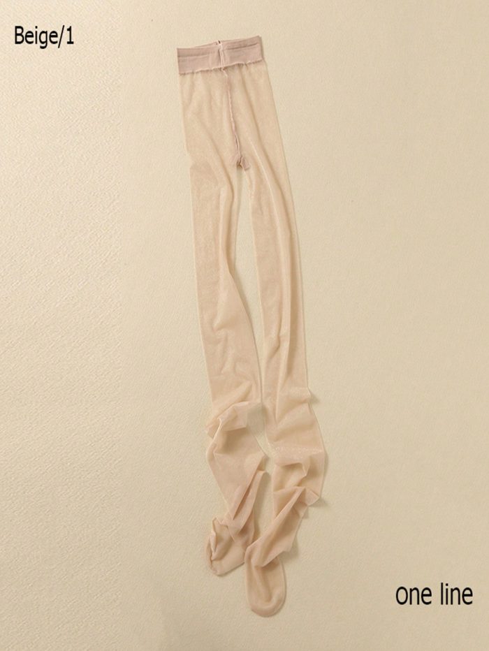 1pc Women's Oil-glossy Super Thin Transparent Stockings With Toe Clip And Anti-hook Wire Design Suitable For Daily Wear Apricot - Image 6