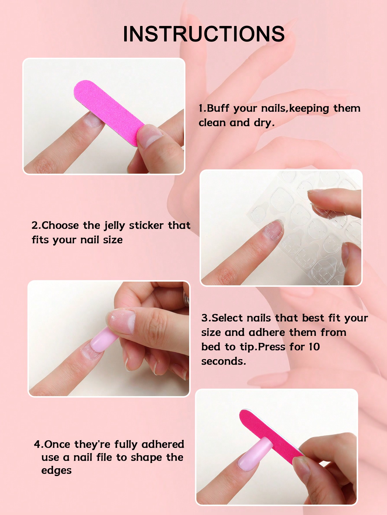 24pcs Long Almond Cat Eye Full Cover Fake Nail & 1sheet Tape & 1pc Nail File Grey - Image 5