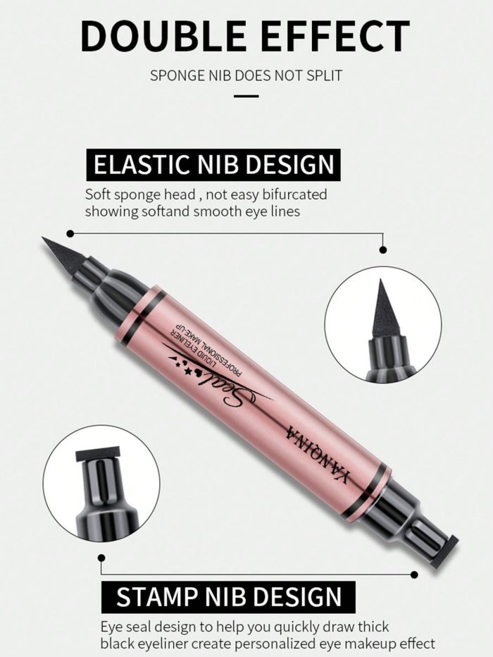 2 In 1 Eyeliner Pen, Smudge-Proof Long-Lasting Love Section Seal Eyeliner Eyeliner Makeup Product - Image 4