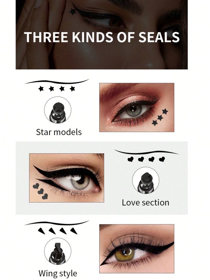 2 In 1 Eyeliner Pen, Smudge-Proof Long-Lasting Love Section Seal Eyeliner Eyeliner Makeup Product - Image 5