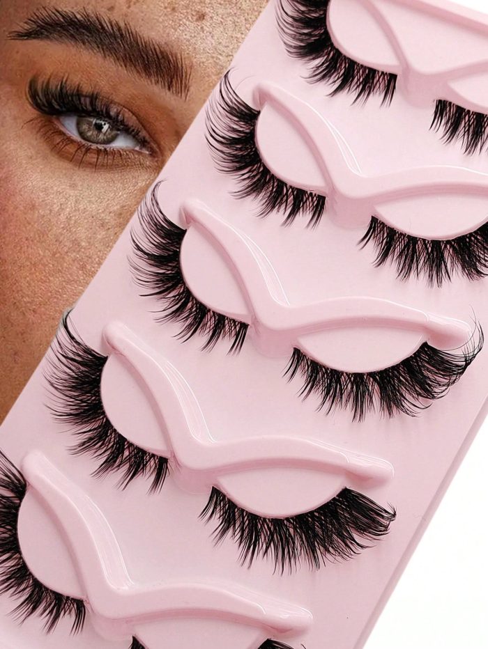 5 Pairs Cat Eye Eyelashes Transparent Band Natural Fluffy False Lashes Fox Eye Eyelashes - Image 3