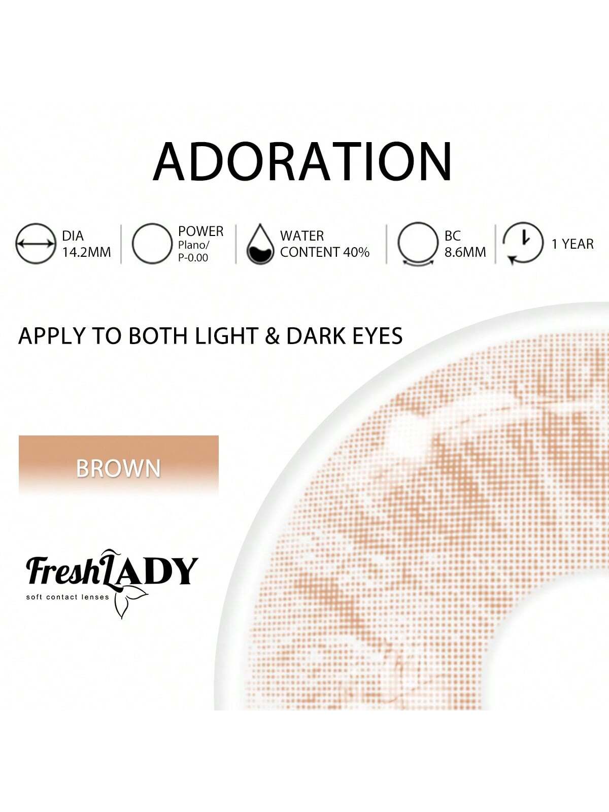 Freshlady Eyes Feel Rococo Adoration Colored Contact Lenses 1 Year Disposable Brown - Image 3
