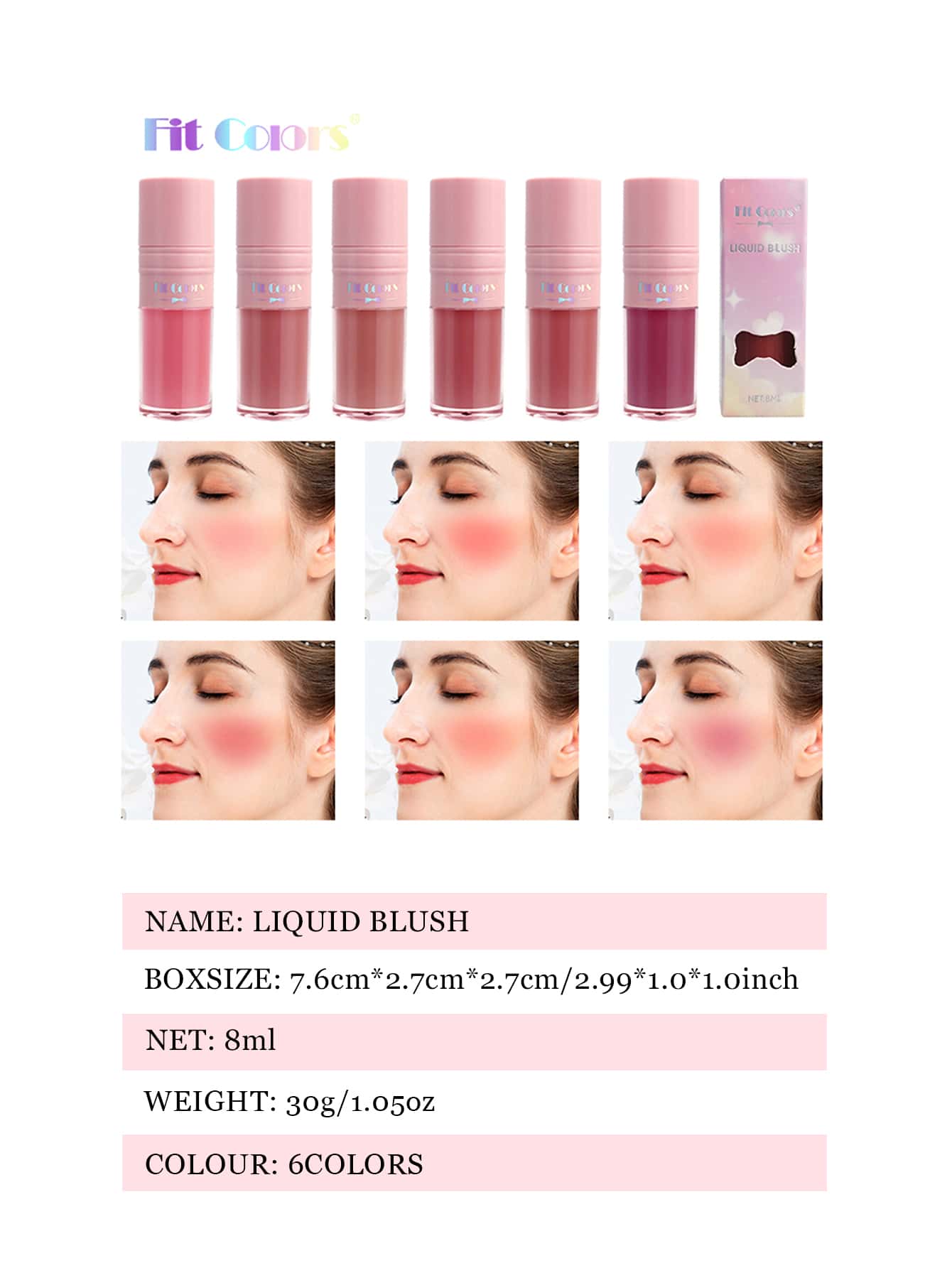 Liquid Blush,1Pc Highly Pigmented Liquid Blush Long-Wearing Brightening Blush 06 Dusk - Image 3