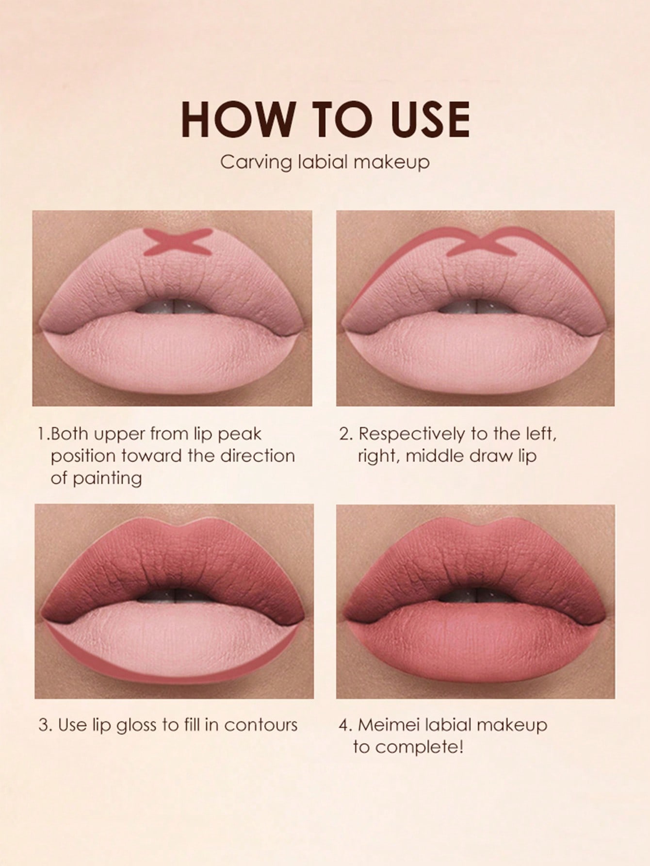 2pcs Long-lasting Waterproof Lip Gloss & Lipliner, Liquid Lipstick Makeup Set Naked - Image 4